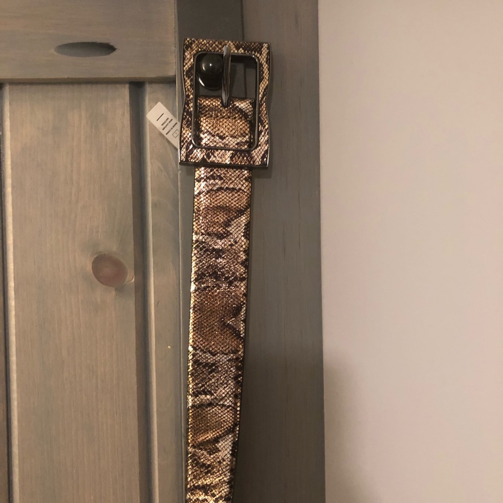 Metallic Faux Snake Skin Belt